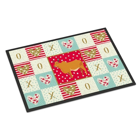 Carolines Treasures 24 x 36 in. Zebu Indicine Cow Love Indoor or Outdoor Mat CK5252JMAT